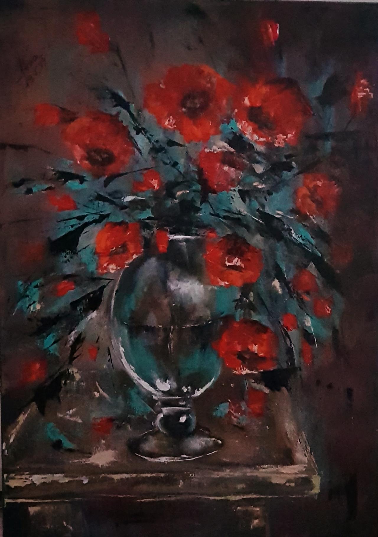 ArteDiAlina.com painting: even the flowers have to sleep
